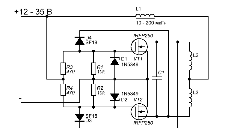 Электрическая схема индукционного нагревателя